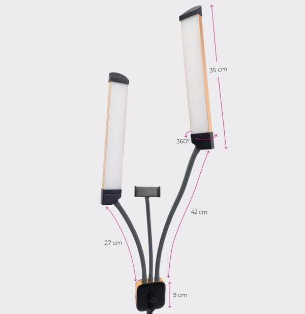 Lampa kosmetyczna dwuramienna Duo Star 2.0 - Rose Gold - Studio Bay