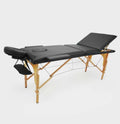 Stół do masażu trzysegmentowy Drewniany - Czarny